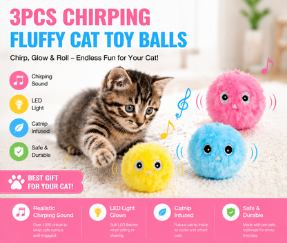 Interactive Chirping Cat Toy Balls – Keep Your Cat Entertained for Hours!