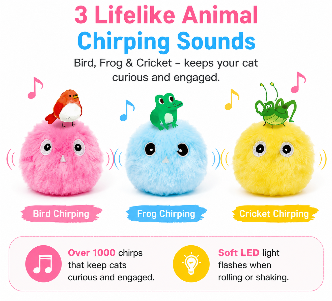 Interactive Chirping Cat Toy Balls – Keep Your Cat Entertained for Hours!