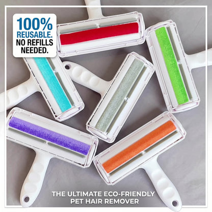 Ultimate Pet Hair Remover Roller - Reusable Lint Roller with 2-Way Self-Cleaning for Furniture, Carpet, Car Interior, and Clothes.