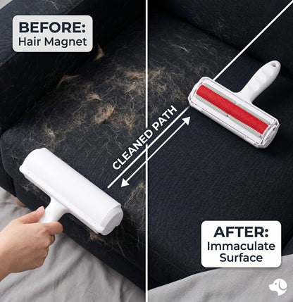 Ultimate Pet Hair Remover Roller - Reusable Lint Roller with 2-Way Self-Cleaning for Furniture, Carpet, Car Interior, and Clothes.