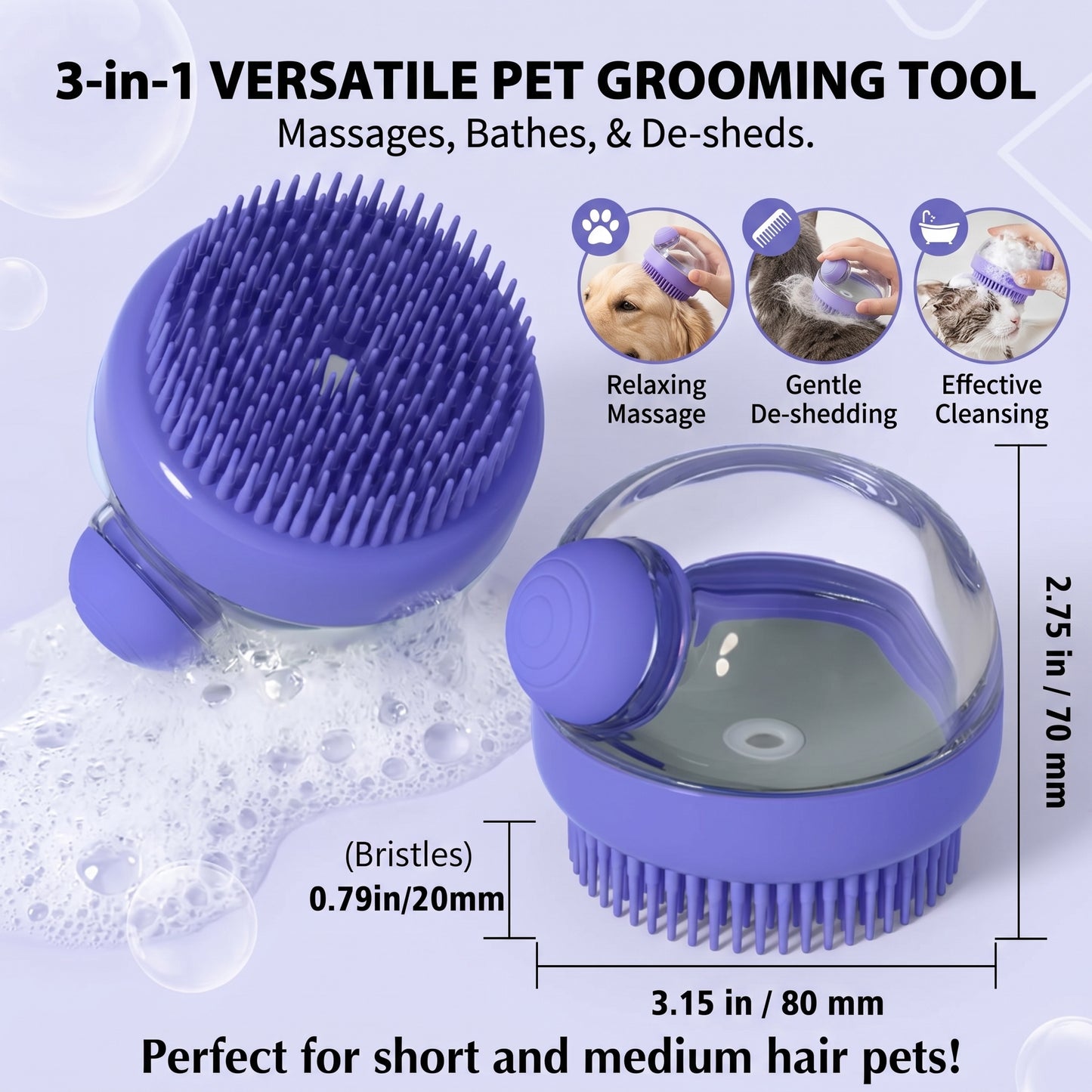 Turn bath time into a relaxing pet spa! Veterinarian-recommended, one-touch foam dispenser saves up to 50% on shampoo while gently deep-cleaning and de-shedding.
